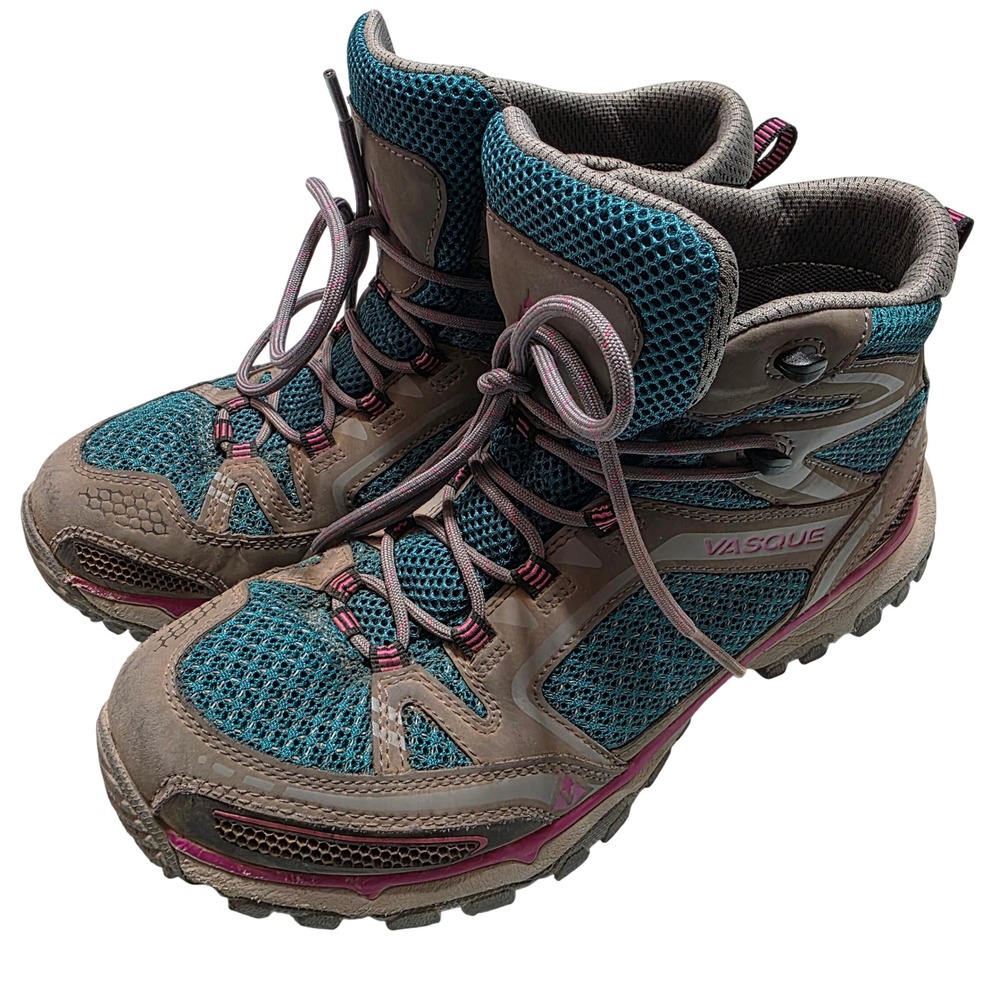 Vasque Women 11M Hiking Boots Brown Teal Pink Vibram Trail‎ Shoes 7337 M